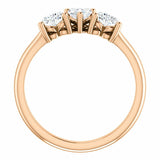 0.9ct Heart Cut Diamond 3 Stone Love Anniversary Band 14k Rose Gold Finish