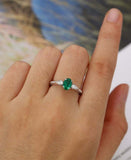 1.2ct Oval Cut Emerald Trilogy Engagement Ring with Accent 14k White Gold Finish