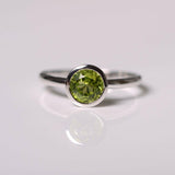 2ct Round Cut Green Peridot Engagement Ring 14k WhiteGold Finish Bezel Solitaire