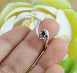 0.4ct Round Cut Black Diamond Engagement Ring Swirl Twist 14k White Gold Finish