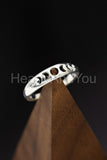 0.1ct Round Cut Moissanite Moon Phase Women Wedding Band 14k White Gold Plated