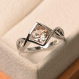 1ct Engagement Ring Round Cut Morganite Infinity Solitaire 14k White Gold Finish