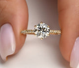 2.2ct Round Cut Moissanite Hidden Halo Engagement Ring 14k Yellow Gold Plated