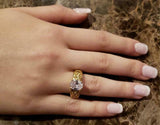 2.3ct Engagement Ring Oval Cut Diamond Filigree Design 14k Yellow Gold Finish