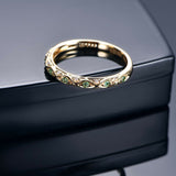 1.5ct Round Cut Green Emerald Wedding Band Vintage Stackable 14k YellowGold Over