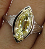 3Ct Marquise Cut Yellow Sapphire Vintage Solitaire Ring 14K Dual Tone Gold Over