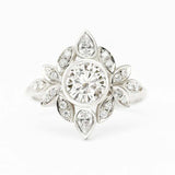 2.25ct Round Cut Diamond Engagement Ring Floral Art Deco 14k Yellow Gold Finish