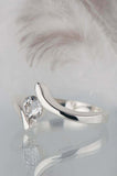 0.5ct Round Cut Diamond Engagement Ring Solitaire ByPass 14k White Gold Finish