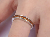 2.1ct Princess Cut Citrine Half Eternity Channel Set Band 14k White Gold Finish