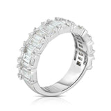 3.5ct Emerald Cut Diamond Wedding Ring Band 14k White Gold Finish Stylish Iced