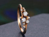 1.2ct Round Cut VVS1 Diamond Engagement Ring Floral Cluster 14k Rose Gold Finish