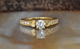 Accents Solitaire Engagement Ring 1.7ct Round Cut Diamond 14k Yellow Gold Finish
