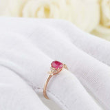 1.2ct Oval Cut Pink Ruby Solitaire Butterfly Accents Ring 14k Yellow Gold Finish