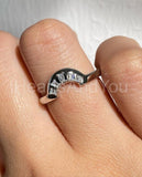 0.12ct Baguette Cut Simulated Diamond Curved Wedding Band 14k White Gold Plated