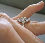 4Ct Round Cut VVS1D Diamond Antique Floral Engagement Ring 18K White Gold Finish