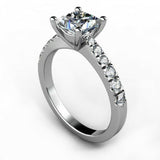 1.9ct Princess Cut Diamond Thin Solitaire Engagement Ring 14k White Gold Finish