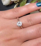 0.3ct Round Cut Moissanite Solitaire Women Engagement Ring 14k White Gold Plated