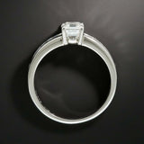 3ct Emerald Cut Diamond Baguette Accent Engagement Ring 14k White Gold Finish