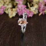 1ct Pear Cut Peach Morganite Infinity Twisted Engagement Ring 14k WhiteGold Over