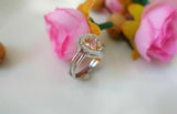 1.5ct Pear Peach Morganite Engagement Ring 14k White Gold Over Halo Bridal Set