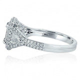 2.5ct Radiant Cut Diamond Engagement Ring Halo Iced Solitaire 14k WhiteGold Over