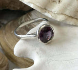 2ct Engagement Ring Round Cut Amethyst Bezel Set Solitaire 14k White Gold Finish