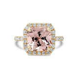 2ct Asscher Cut Peach Morganite Engagement Ring Diamond Halo 14k YellowGold Over