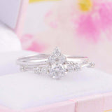 1.7ct Round Cut Diamond Engagement Ring Bridal Set Minimalist 14k WhiteGold Over