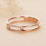 0.12ct Round Cut Moissanite Anniversary Women Wedding Band 14k Rose Gold Plated