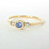 1.2ct Round Cut Blue Tanzanite Engagement Ring Bridal Set 14k Yellow Gold Finish