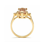 1.5ct Emerald Cut Champagne Diamond Engagement Ring 14k Yellow Gold Over Trilogy