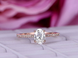 1.3ct Oval Cut Diamond Engagement Ring Solitaire with Accents 14k Rose Gold Over