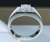 2.1ct Round Cut Diamond Solitaire Men Engagement Ring 14k White Gold Finish