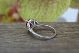 2.2ct Oval Cut Pink Ruby Engagement Ring Diamond Floral Halo 14k White Gold Over