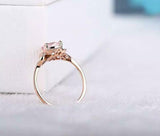 1.5ct Engagement Ring Round Cut Peach Morganite Diamond Halo 14k Rose Gold Over