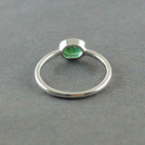 1ct Oval Green Emerald Bezel Set Solitaire Engagement Ring 14k White Gold Finish