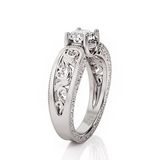1ct Round Cut VVS1 Diamond Engagement Ring 14k WhiteGold Finish Filigree Vintage