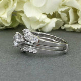 2ct Round Cut Diamond Solitaire Engagement Ring Ring Guard 14k White Gold Finish