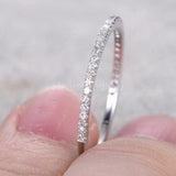 0.5ct Round Cut Moissanite Minimalist Women Wedding Band 14k White Gold Plated