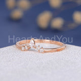 0.2ct Pear Cut Simulated Diamond Chevron Crown Wedding Band 14k Rose Gold Plated
