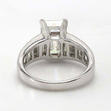 4ct Emerald Cut Diamond Solitaire Step Baguette Accent Ring 14k WhiteGold Finish