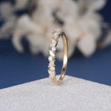 1ct Wedding Ring Band Marquise Round Cut Diamond Stackable 14k YellowGold Finish