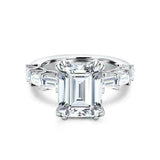 3.5ct Emerald Cut Diamond Milgrain Solitaire Engagement Ring 14K White Gold Over