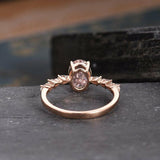 1ct Oval Cut Champagne Morganite Pear Accent Engagement Ring 14k RoseGold Finish