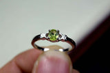 0.4ct Engagement Ring Oval Cut Green Peridot Solitaire 14k White Gold Finish