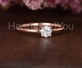 0.3ct Round Cut Moissanite Solitaire Women Engagement Ring 14k White Gold Plated
