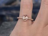 1.7ct Oval Cut Peach Morganite Diamond Accent Engagement Ring 18K Rose Gold Over