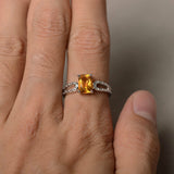 0.6ct Cushion Cut Yellow Citrine Engagement Ring 14k White Gold Finish Solitaire