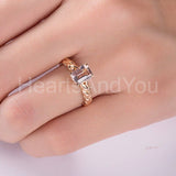 1.2ct Simulated Peach Morganite Braided Engagement Ring 14k Rose Gold Plated