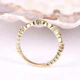1ct Round Cut Green Peridot Wedding Band Half Eternity 14k Yellow Gold Finish
